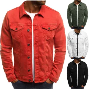 Casual Men Denim Jacket Shirt with Button Closure, Stylish and Comfortable, Perfect for Everyday Wear, Available in Various Sizes.