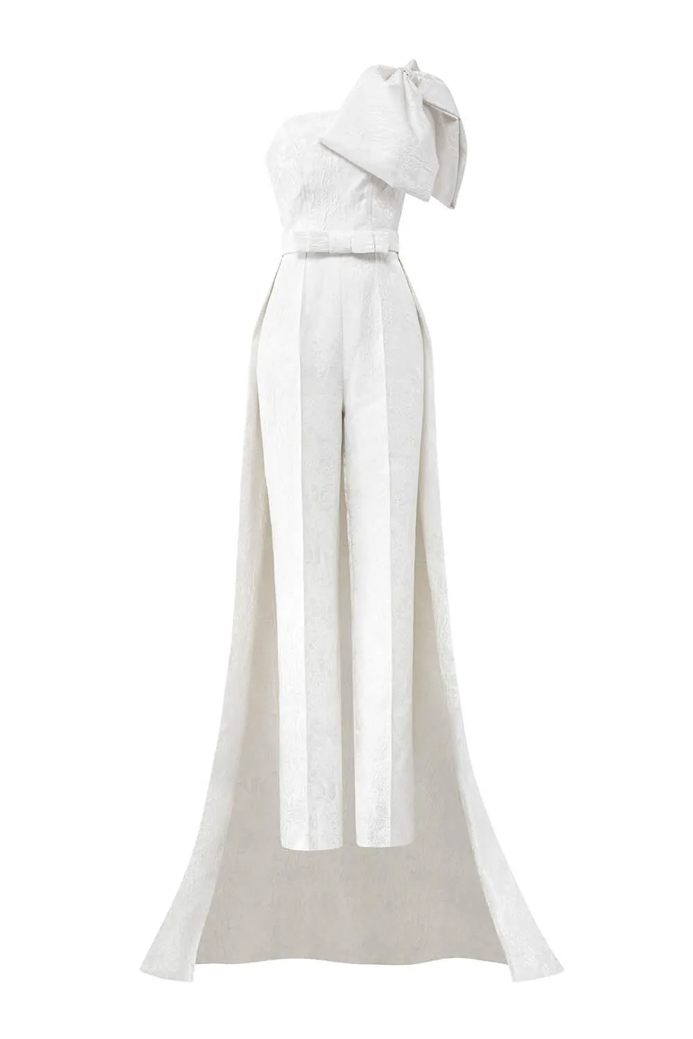 Celeste Straight One Shoulder Jacquard Floor Length Jumpsuit
