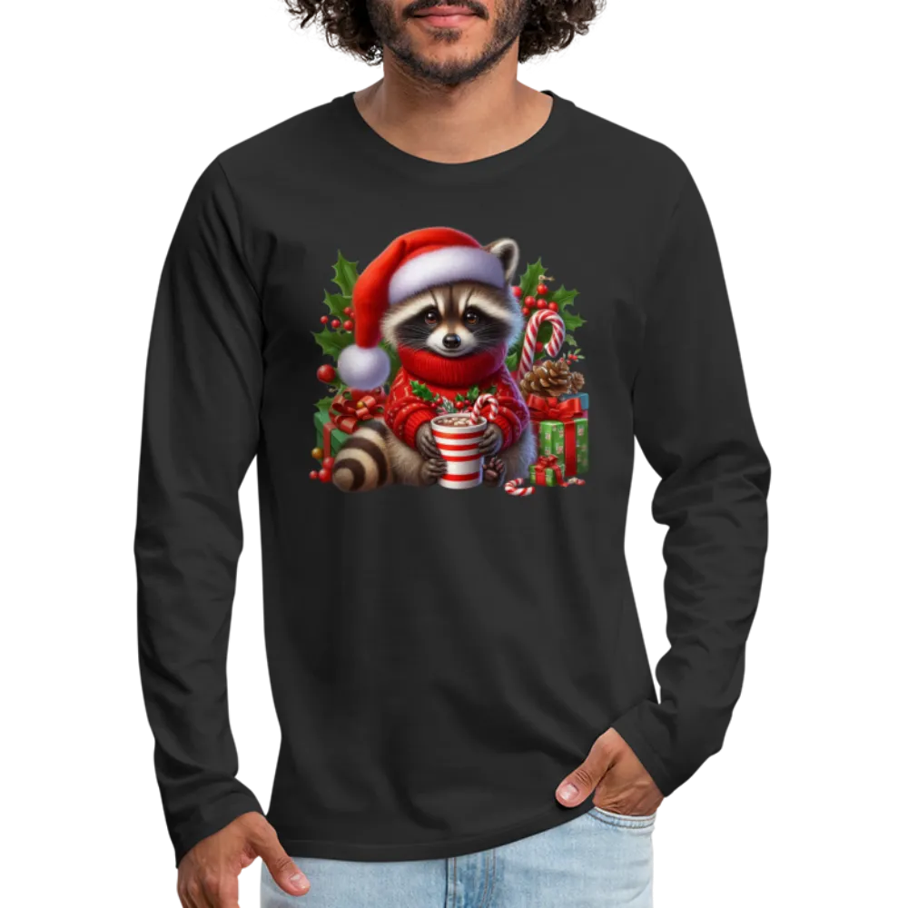 Christmas Cute Feral Raccoon Men's Premium Long Sleeve T-Shirt