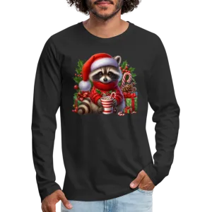 Christmas Cute Feral Raccoon Men's Premium Long Sleeve T-Shirt