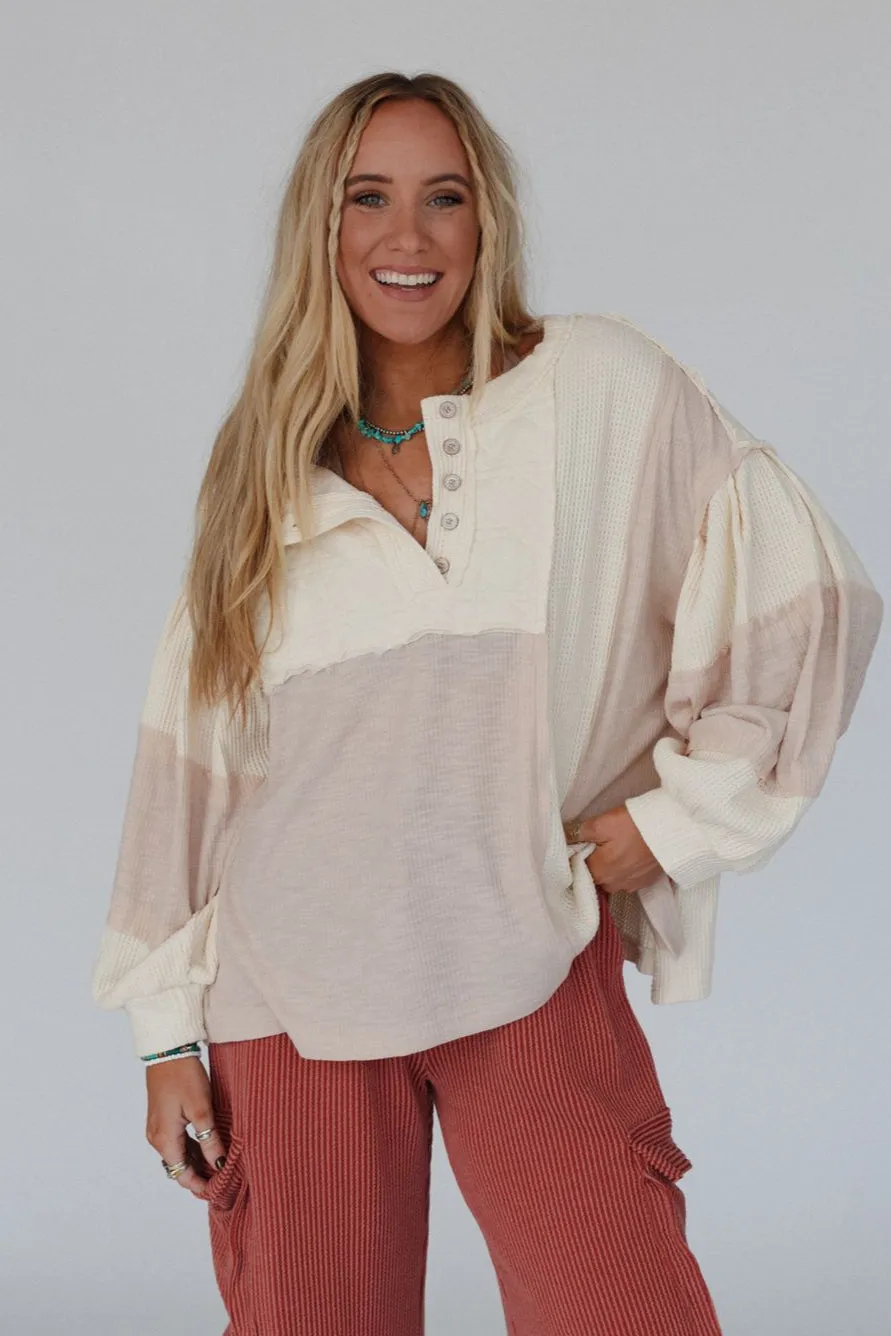 Cozy Oasis Multi Color Top - Cream