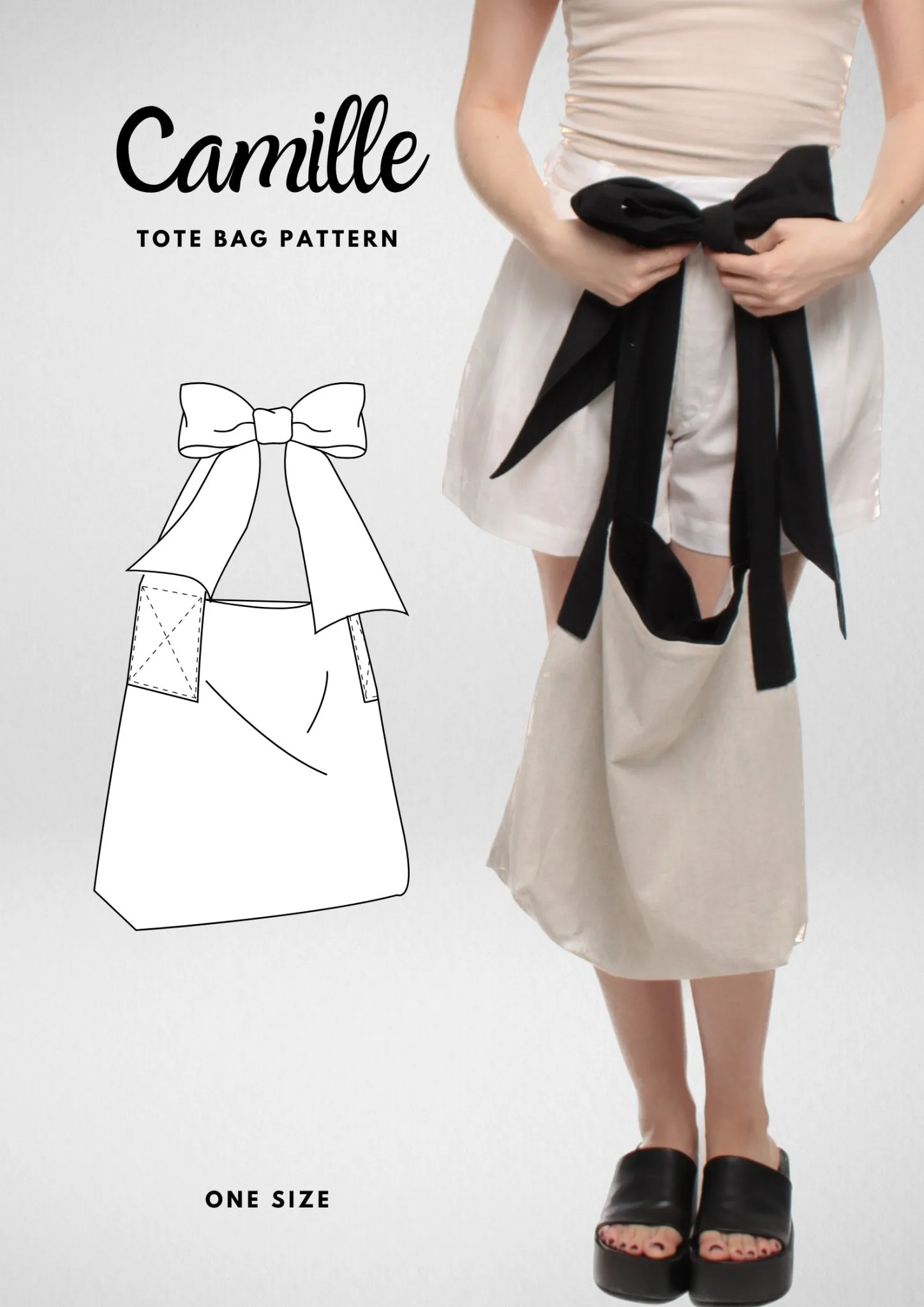 Cute Tote Bag with Bow Sewing Pattern [Camille]