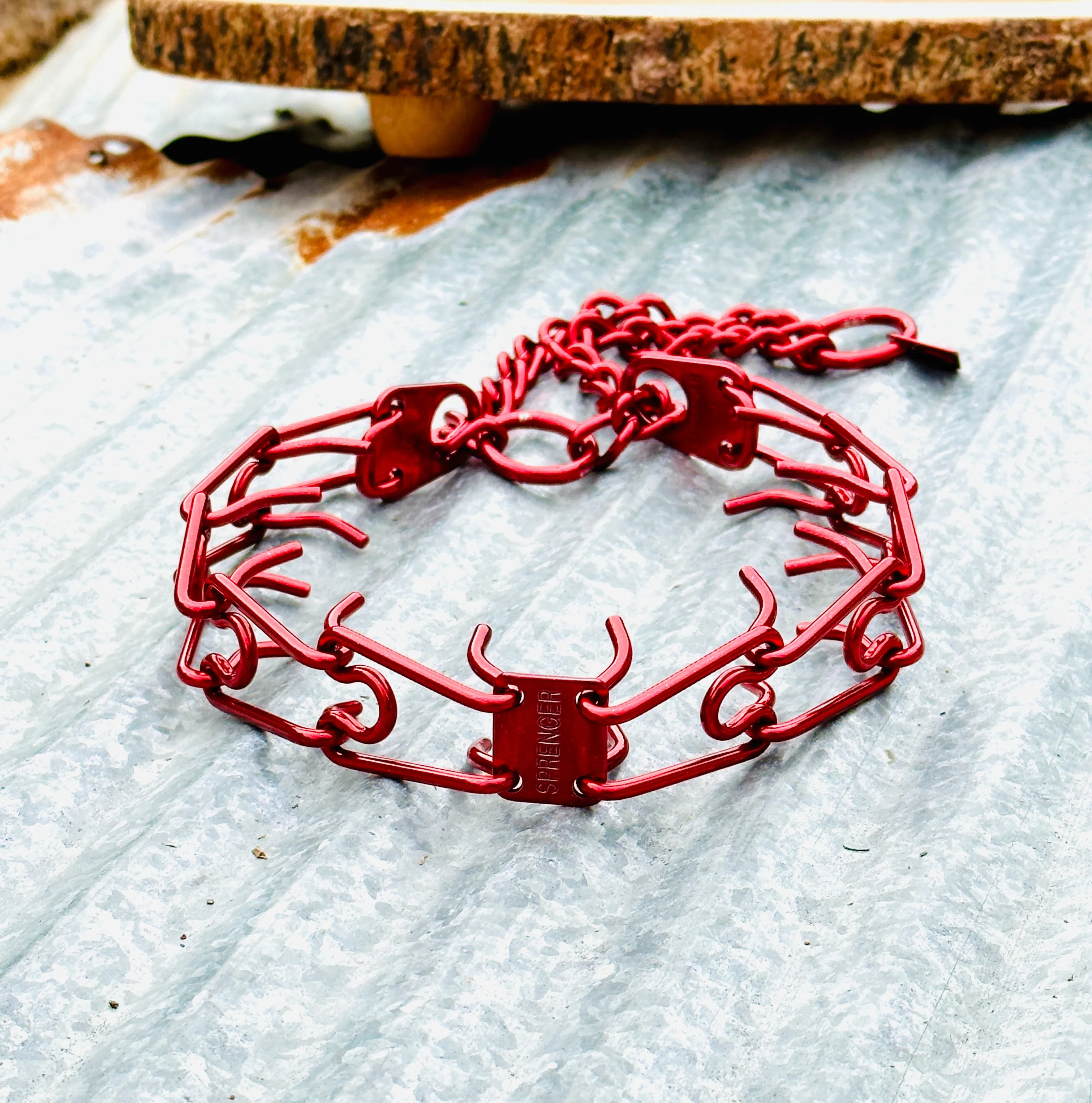 Dazzling Red Custom Powder Coated Herm Sprenger Prong Collar for Dogs