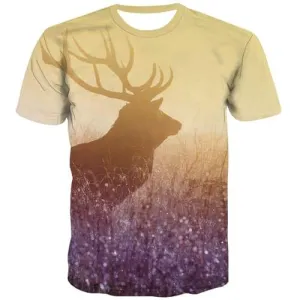 Deer T-shirt Men Animal Tshirt Anime Straw Tshirts Casual Harajuku T-shirts Graphic