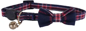 DESIGNER NAVY & RED TARTA CAT COLAR