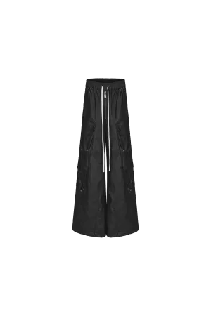 Disark Waxed Denim Pocket Wide-leg Pants