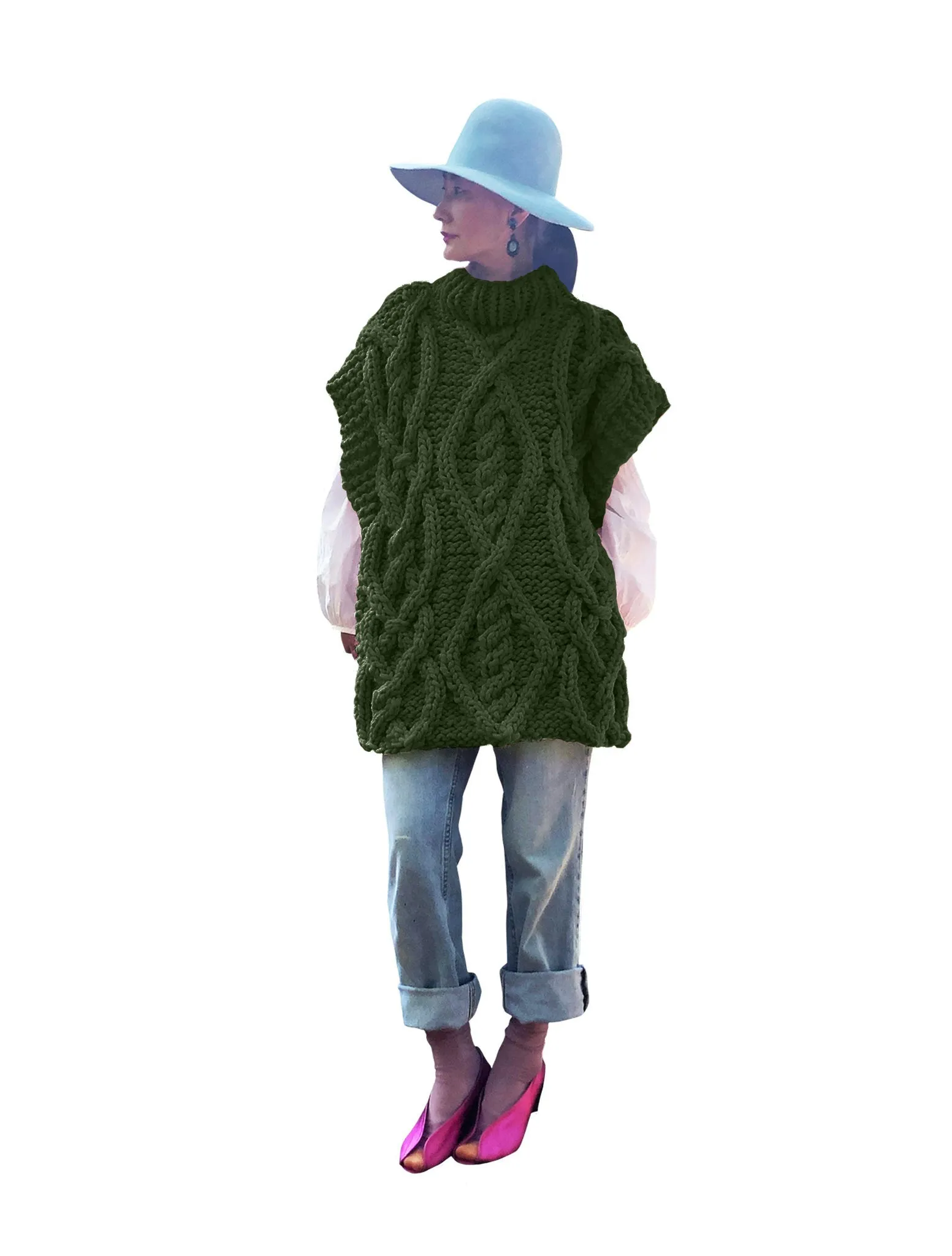 DISCONTINUED STYLE Cable Poncho - Merino READY TO SHIP SALE!