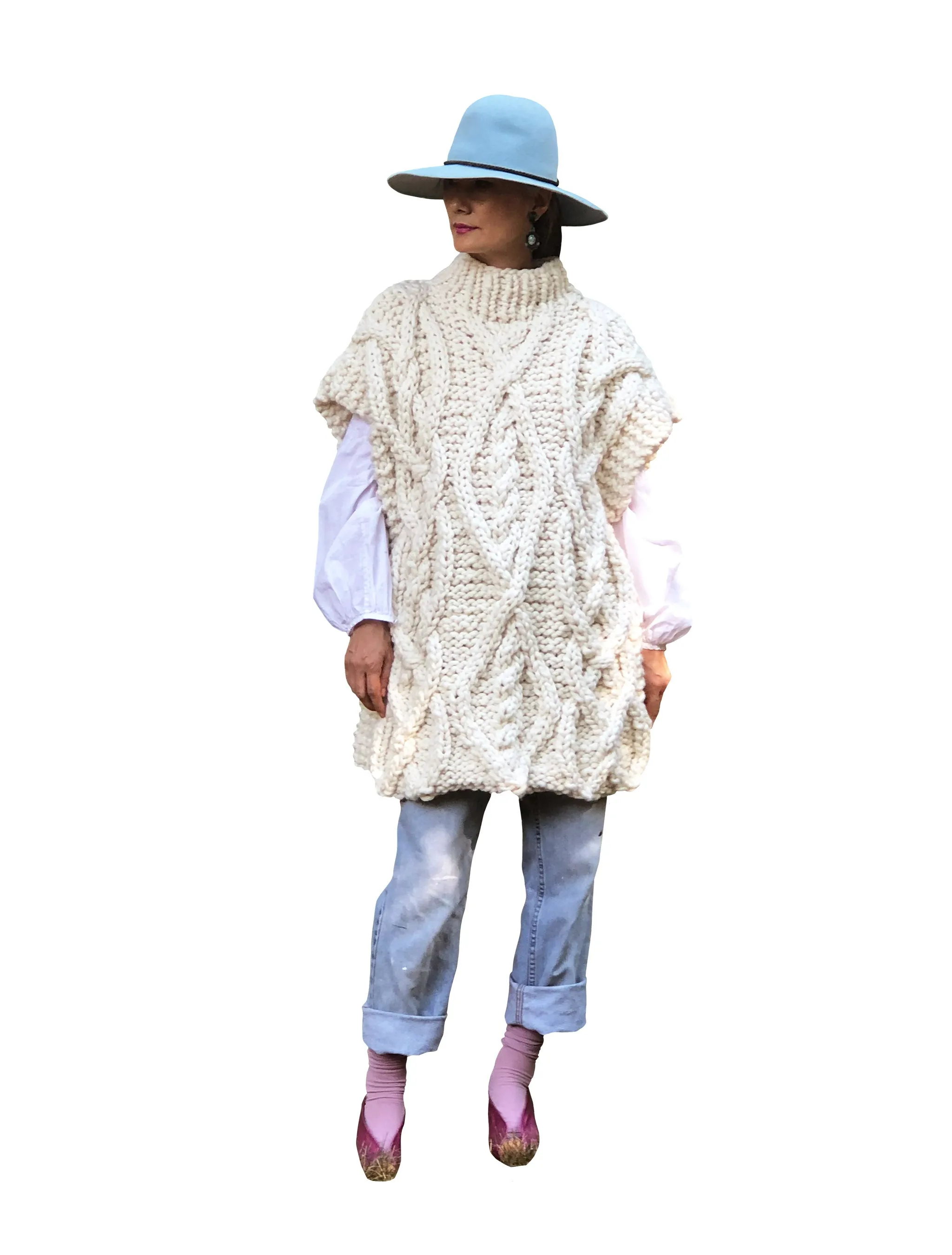 DISCONTINUED STYLE Cable Poncho - Merino READY TO SHIP SALE!