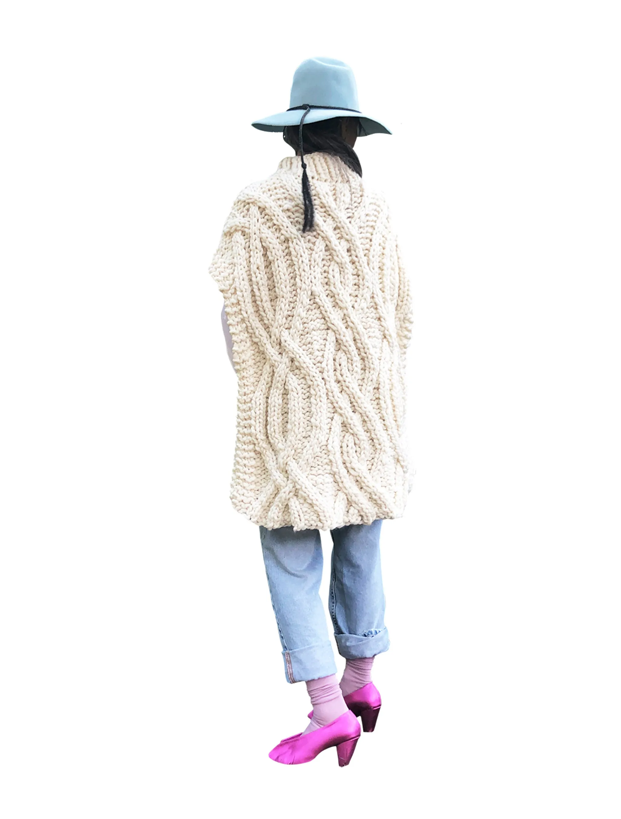 DISCONTINUED STYLE Cable Poncho - Merino READY TO SHIP SALE!