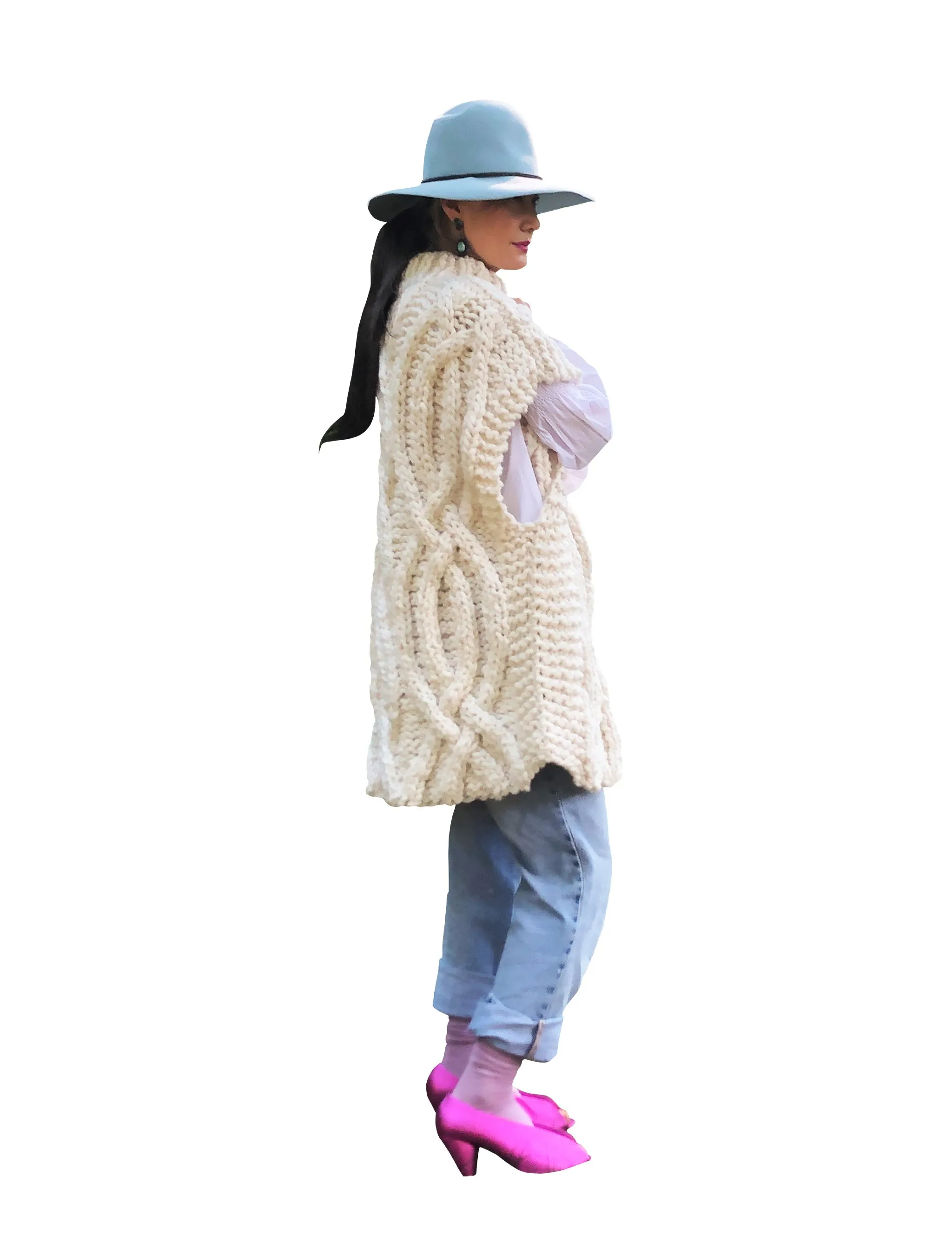 DISCONTINUED STYLE Cable Poncho - Merino READY TO SHIP SALE!