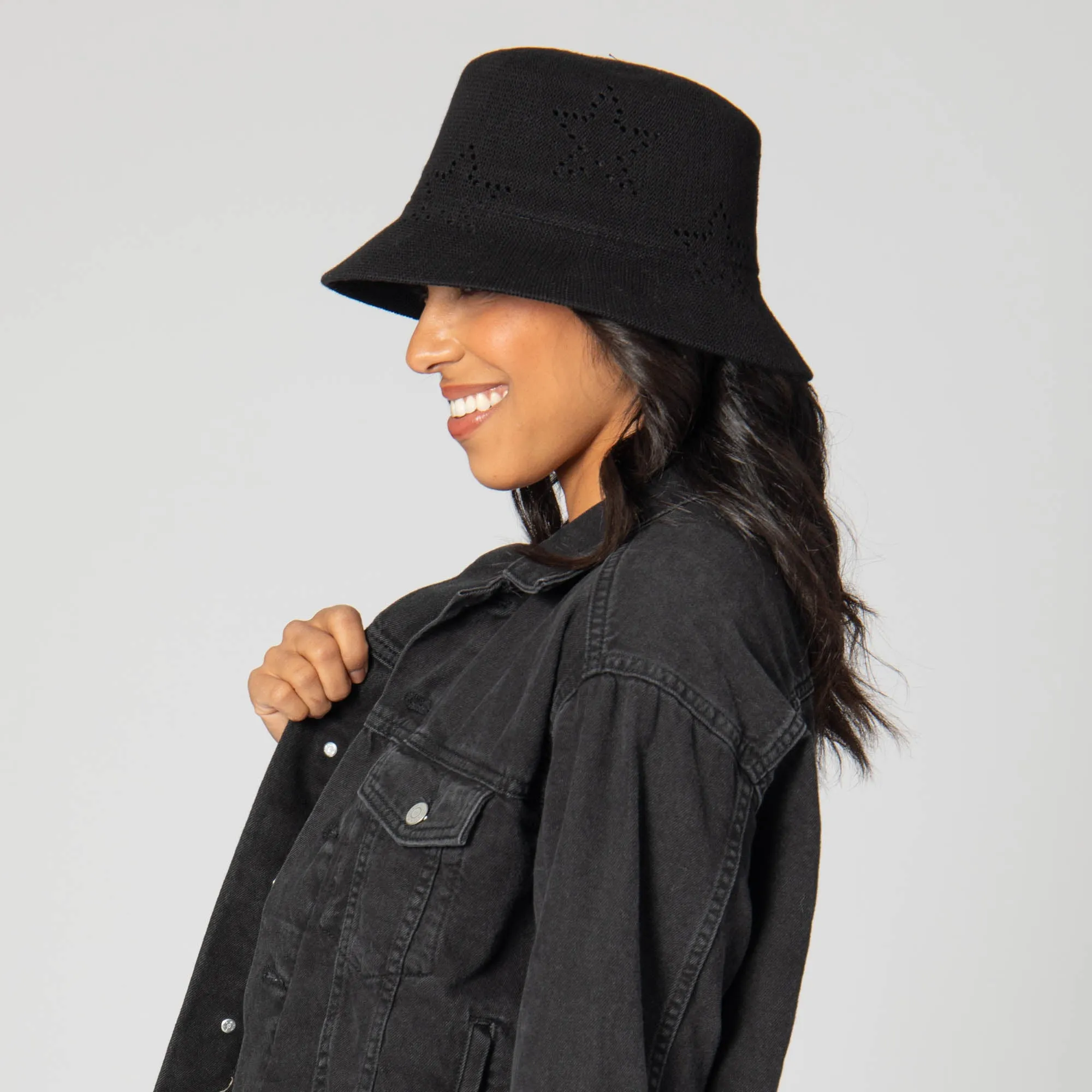 Eliza - Bucket Hat with Star Pointelle Details