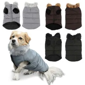 Faux Fur Collar Pet Extra Large Jacket - 60cm