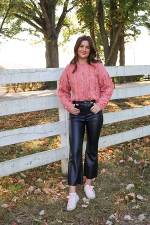 FAUX LEATHER CROPPED FLARE PANT