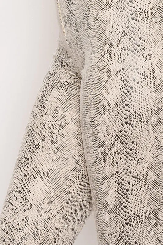 FAUX LEATHER SNAKE PRINT PANTS
