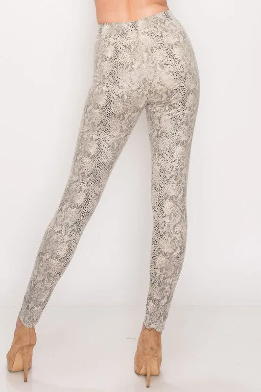 FAUX LEATHER SNAKE PRINT PANTS