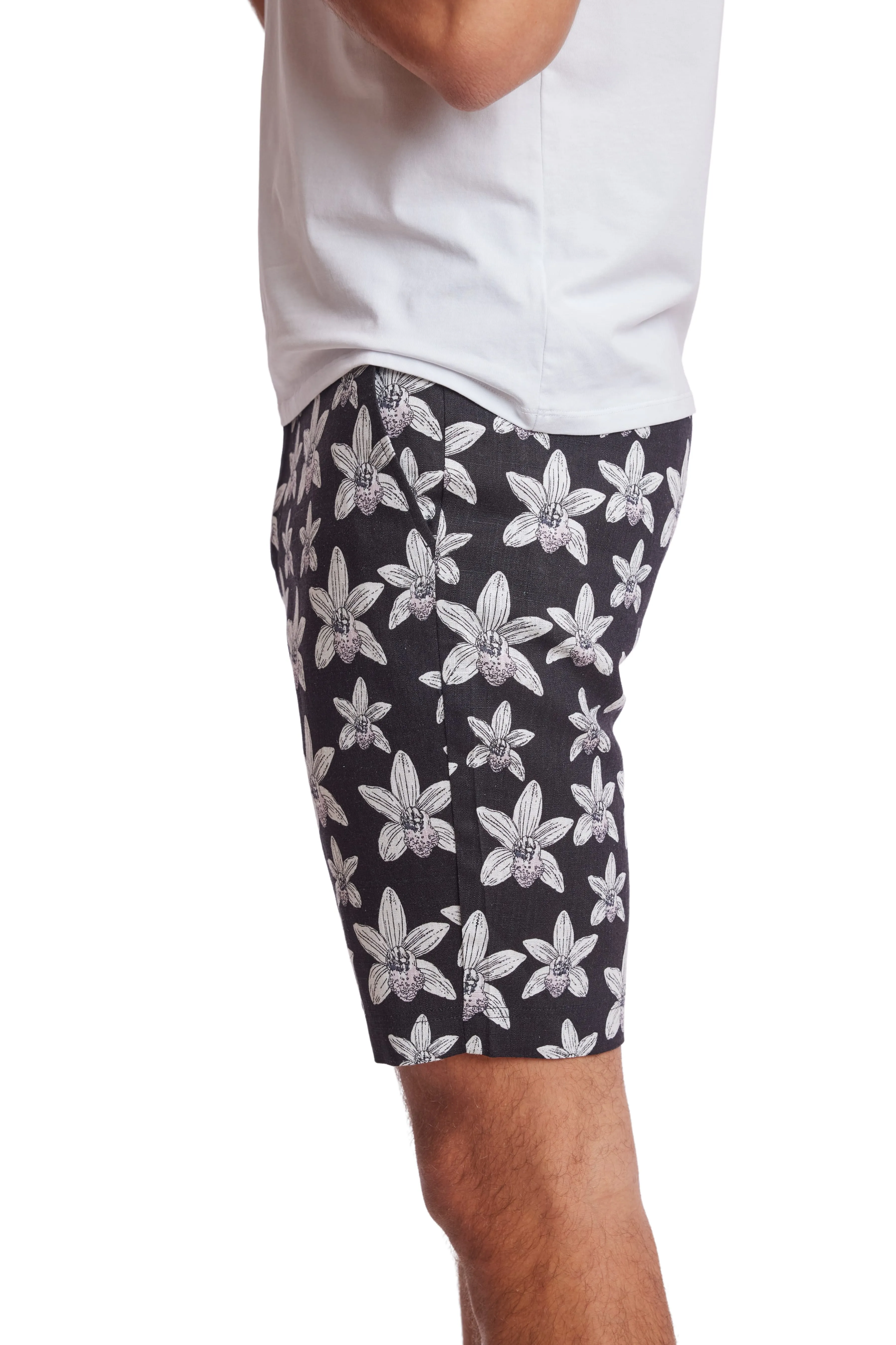 Felix Shorts - slim - Black White Flowers