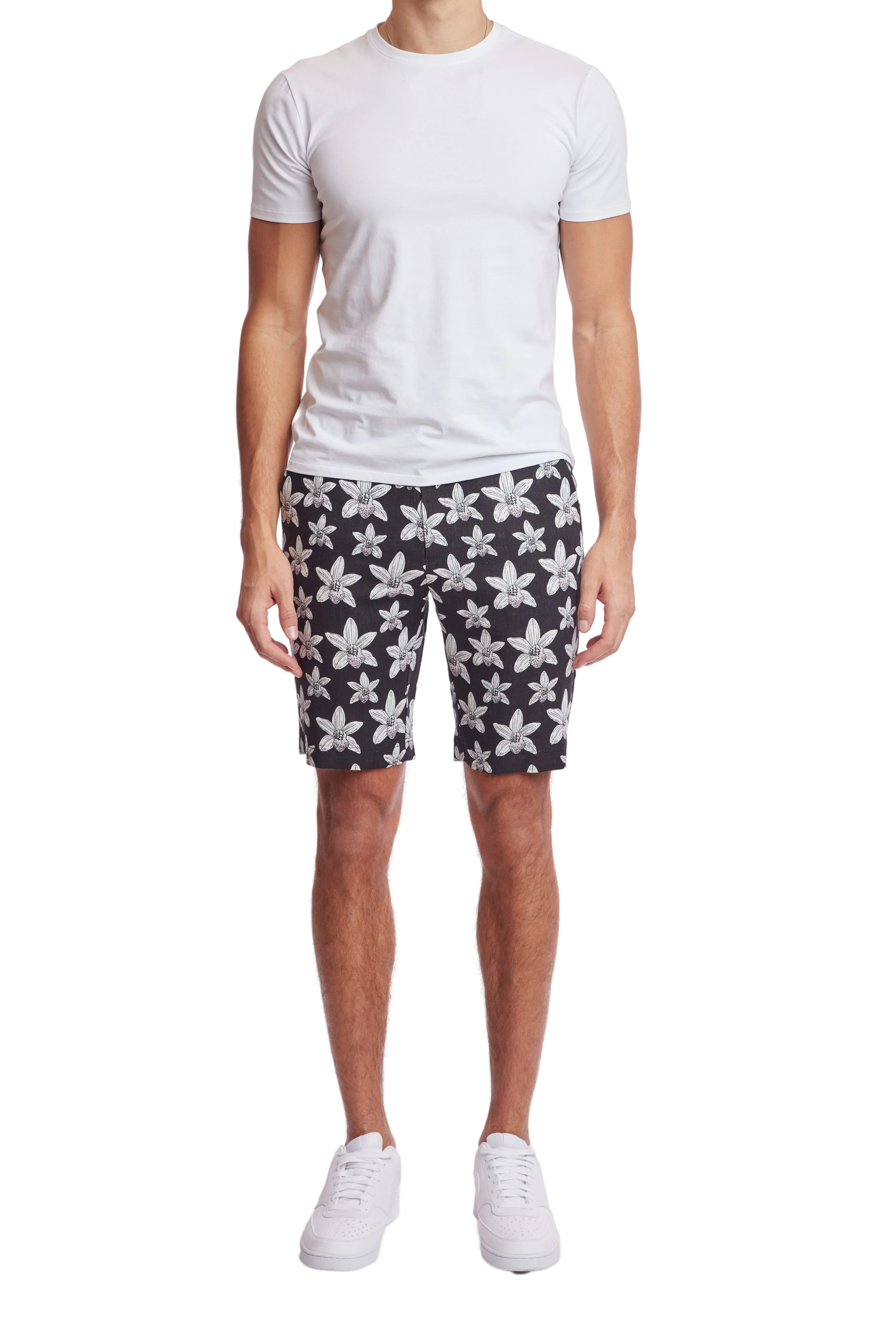 Felix Shorts - slim - Black White Flowers