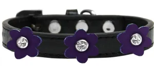 Flower Premium Collar Black With Purple Flowers Size 14