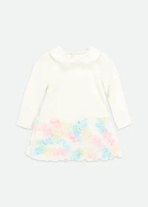 Frances Baby Pastel Fur Trim Dress Snowdrop