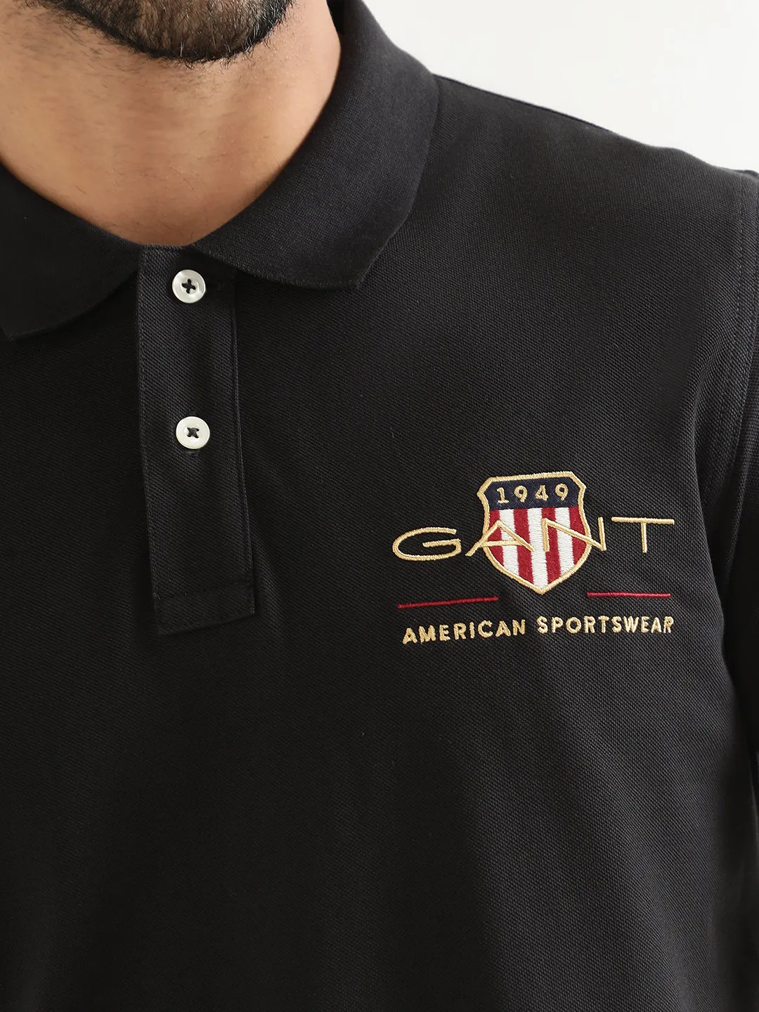 Gant Black Logo Regular Fit Polo T-Shirt