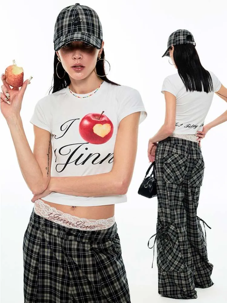 Gradient Plaid Pattern Wide Leg Cargo Pants【s0000009142】
