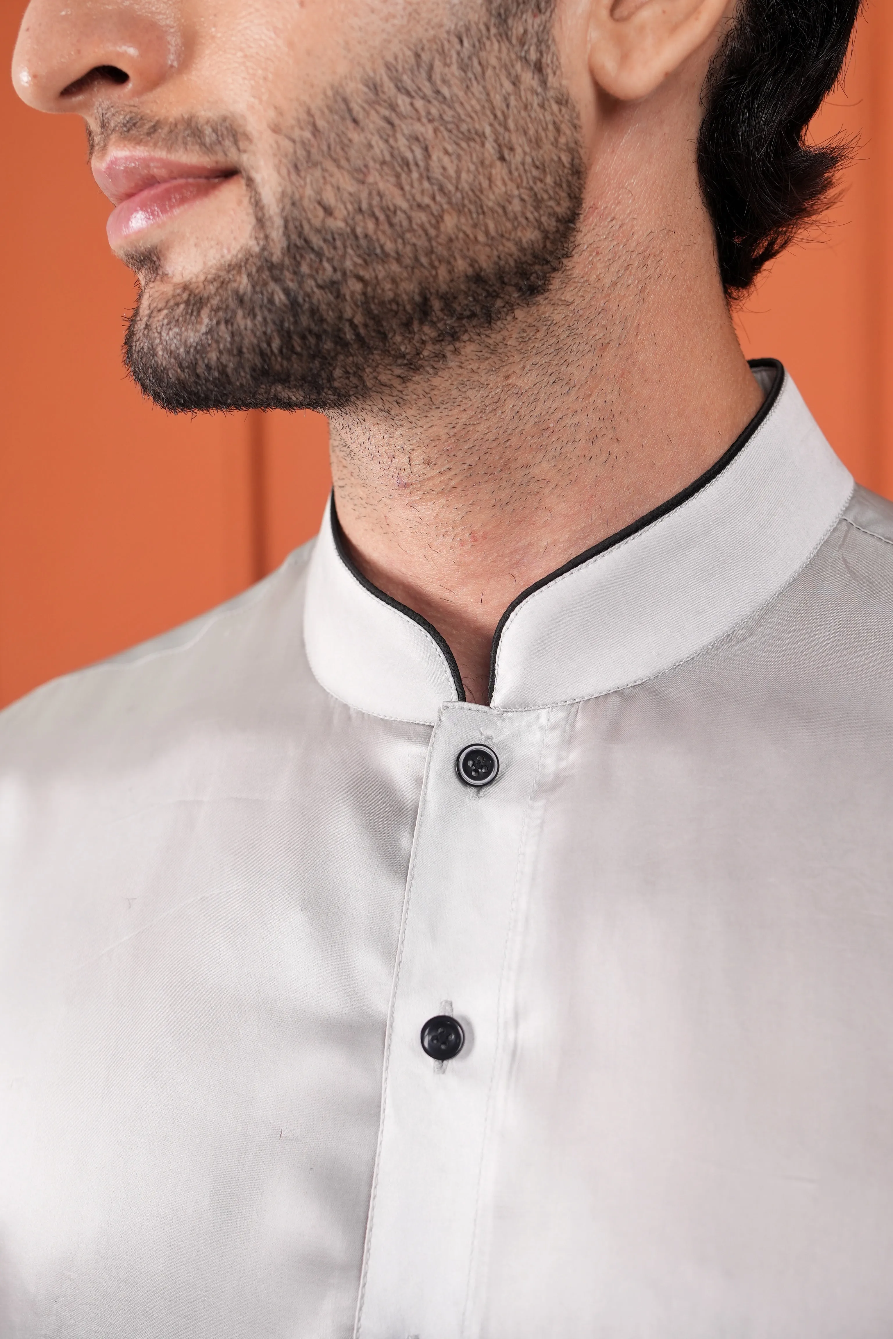Grey Black Ombre Silk Shirt