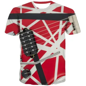Guitar T-shirt Men Music Tshirt Anime Wooden Tshirt Printed Metal Tshirts Casual
