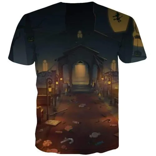 Halloween T-shirt Men Flame T-shirts 3d Harajuku Tshirt Anime Leisure Shirt Print Short Sleeve Hip hop Unisex New Slim
