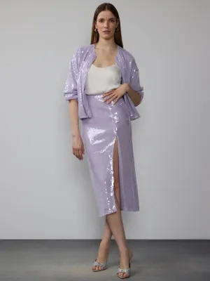 High Slit Sequin Midi Skirt