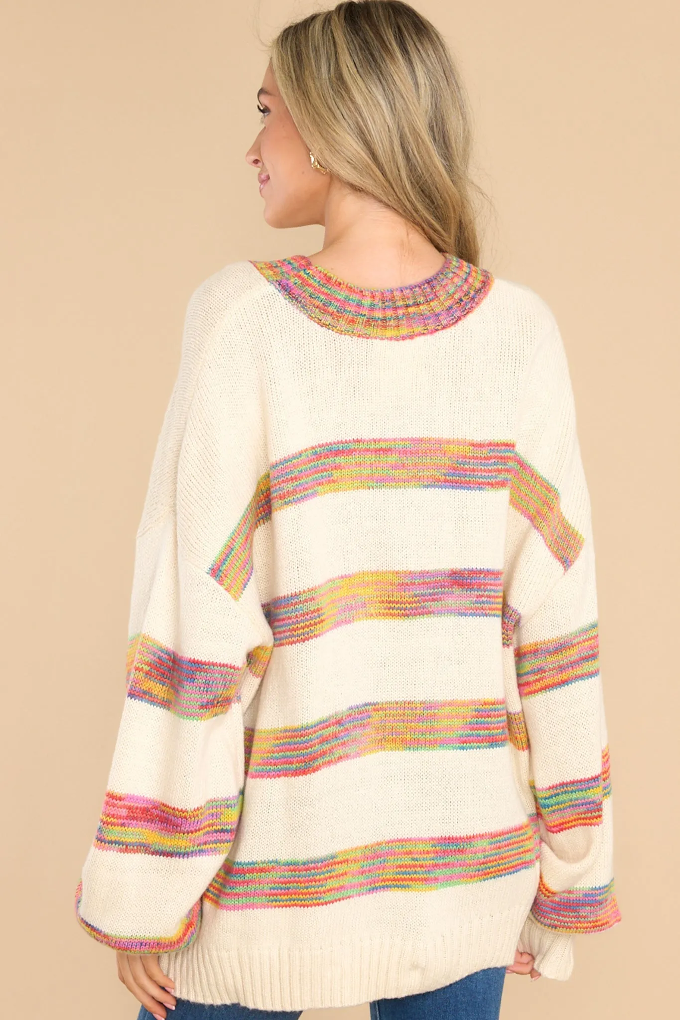 Holding On Tight Ivory Multi Stripe Sweater