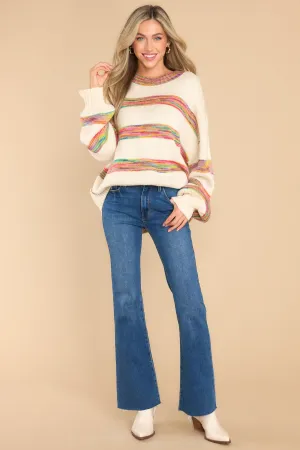 Holding On Tight Ivory Multi Stripe Sweater