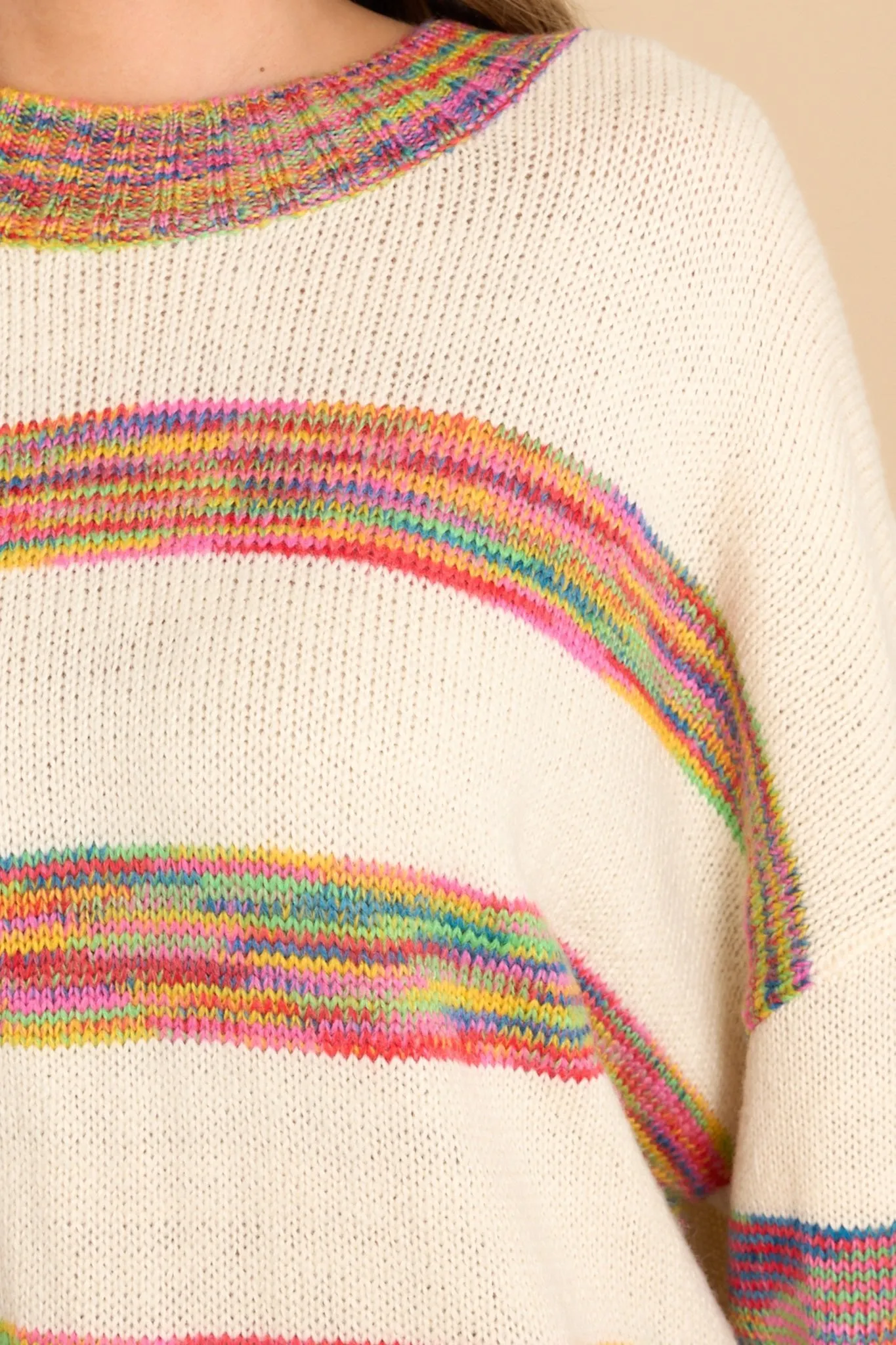Holding On Tight Ivory Multi Stripe Sweater