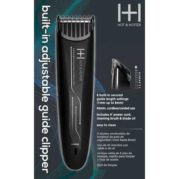 Hot & Hotter Adjustable Guide Rechargeable Clipper Black