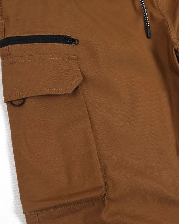 Jogger Cargo Pants in Dark Camel Tech Fabric