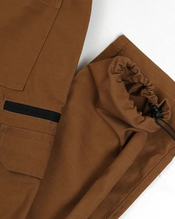Jogger Cargo Pants in Dark Camel Tech Fabric
