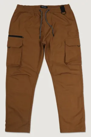 Jogger Cargo Pants in Dark Camel Tech Fabric