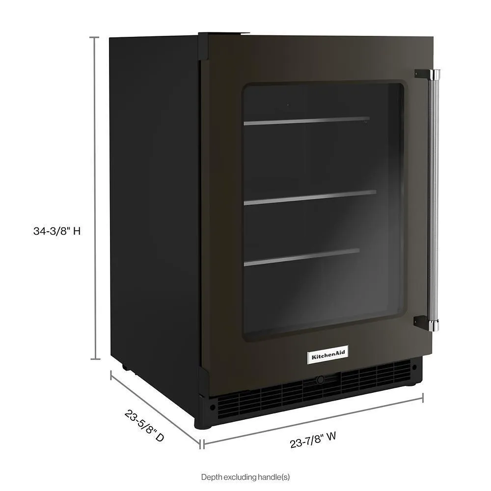 Kitchenaid KURL314KBS 24" Undercounter Refrigerator with Glass Door and Shelves with Metallic Accentsand with PrintShield™ Finish