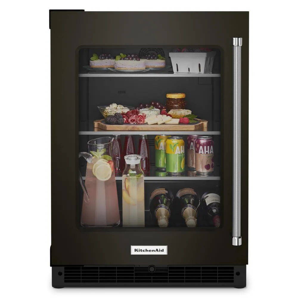 Kitchenaid KURL314KBS 24" Undercounter Refrigerator with Glass Door and Shelves with Metallic Accentsand with PrintShield™ Finish