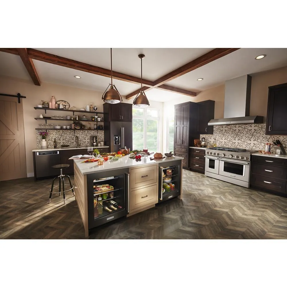 Kitchenaid KURL314KBS 24" Undercounter Refrigerator with Glass Door and Shelves with Metallic Accentsand with PrintShield™ Finish