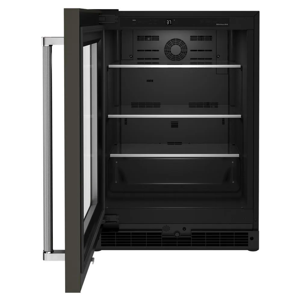 Kitchenaid KURL314KBS 24" Undercounter Refrigerator with Glass Door and Shelves with Metallic Accentsand with PrintShield™ Finish