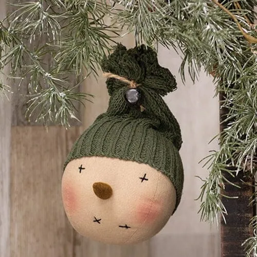 Knit Hat Snowman Head Hanging Ornament