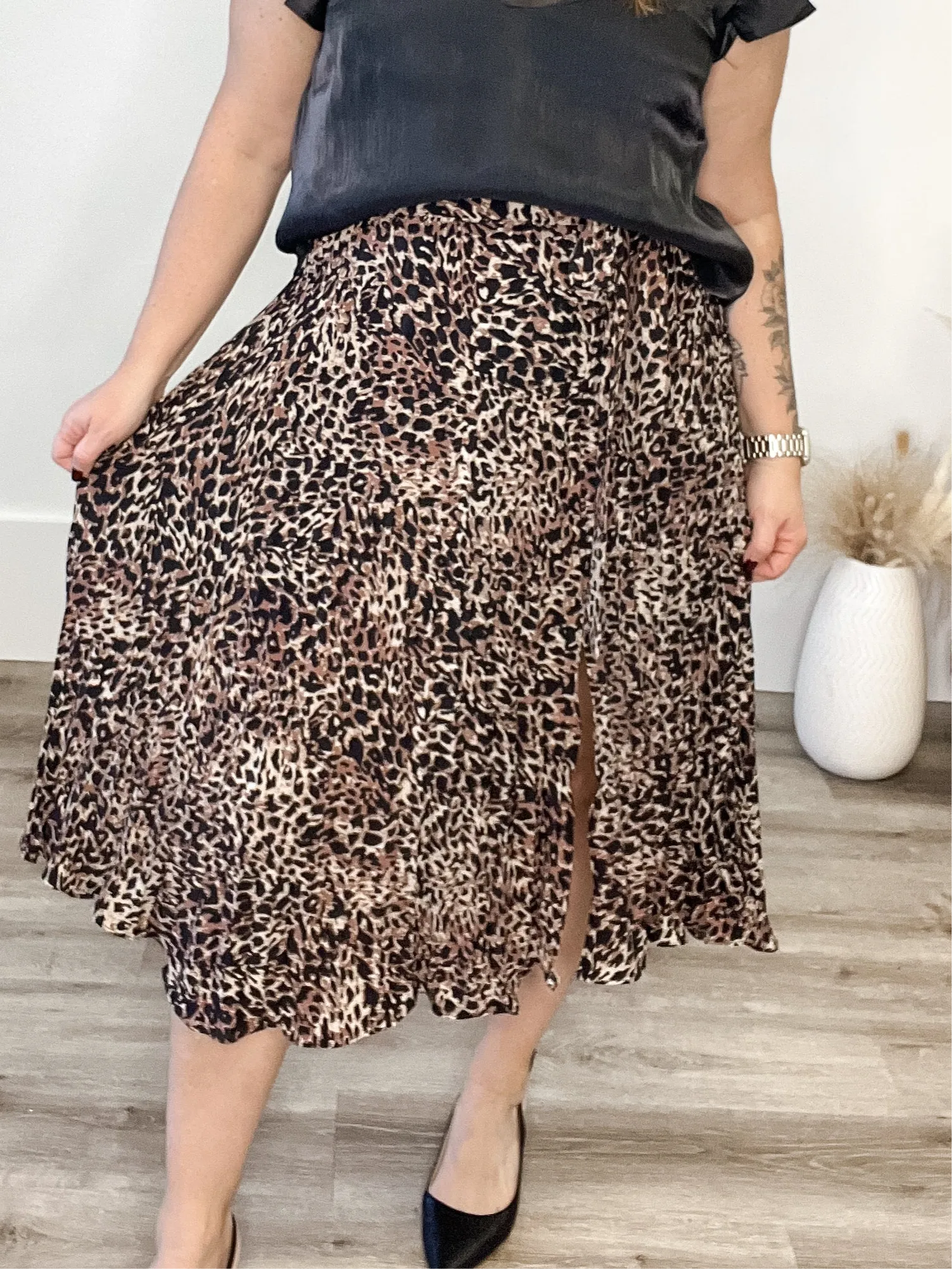 Leopard Midi Skirt