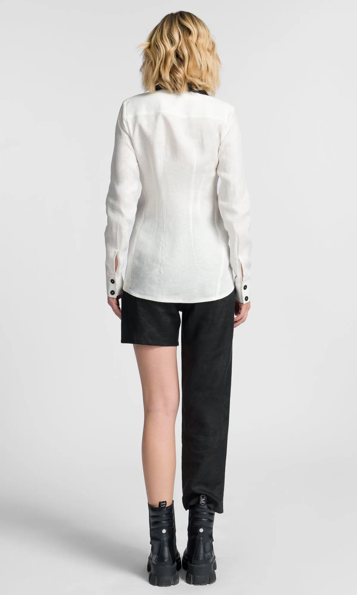 Linen Shirt with Asymmetric Closure