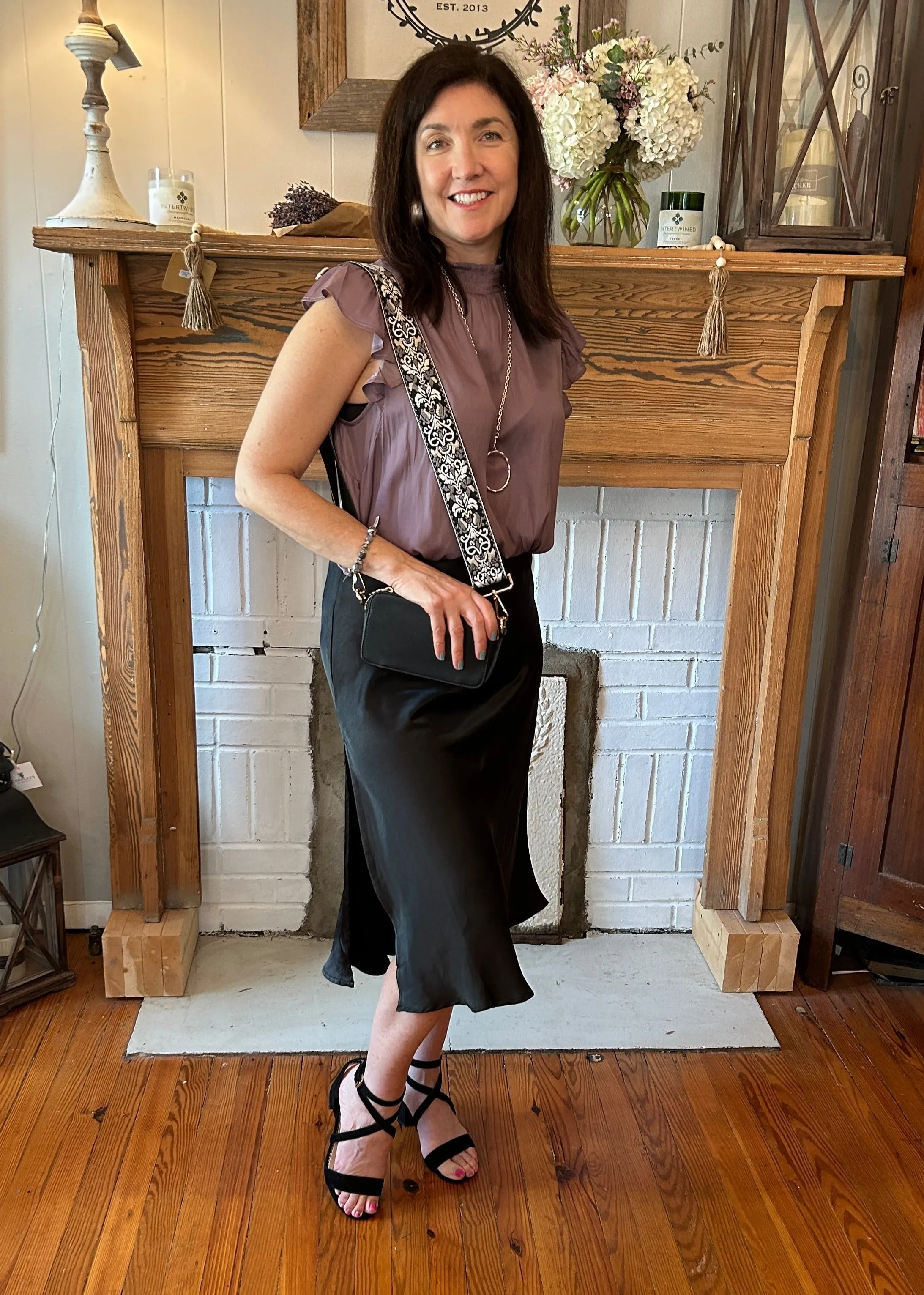 Long Silky Midi Skirt with Slit