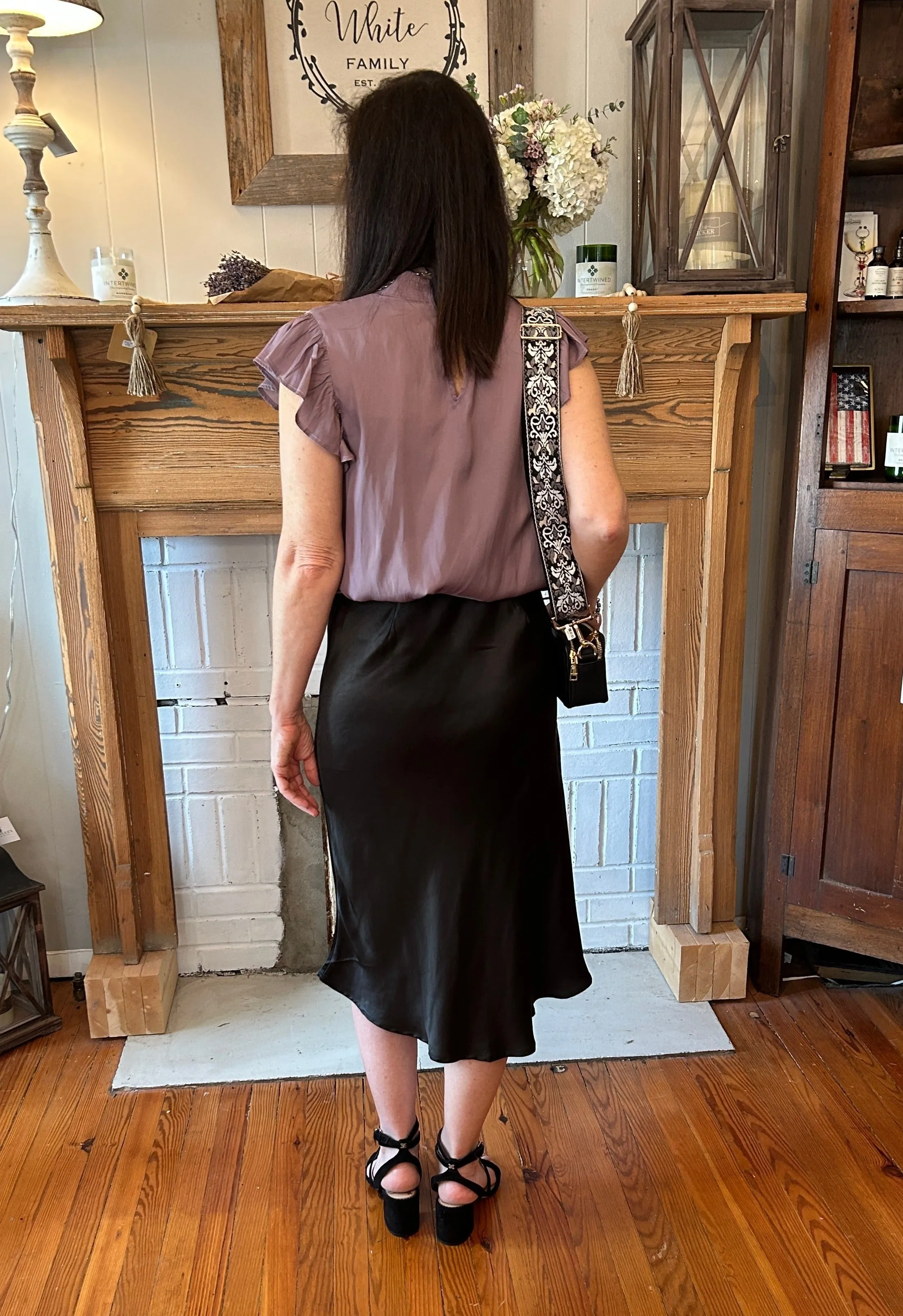 Long Silky Midi Skirt with Slit