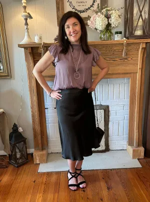 Long Silky Midi Skirt with Slit