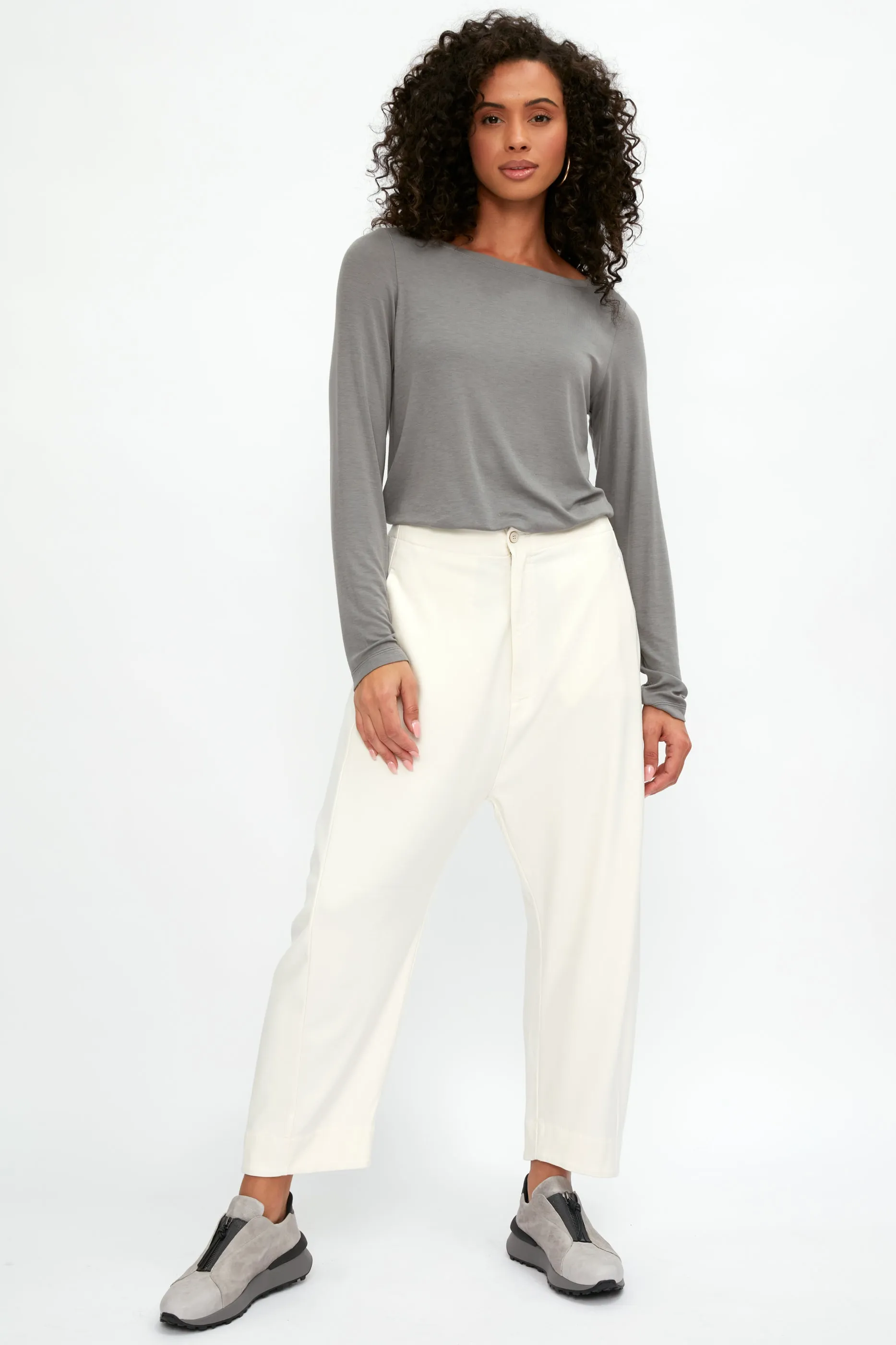 Long Sleeve Modal T-Shirt Top in Grey