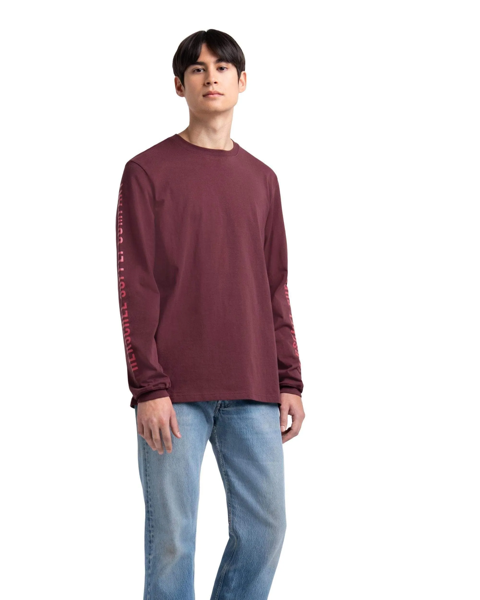 Long Sleeve Tee Sleeve Print Plum/Mineral Red