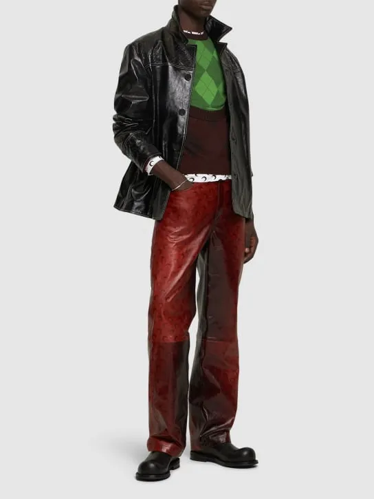 Marine Serre   Airbrushed leather wide leg pants 