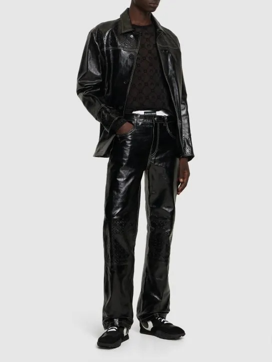 Marine Serre   Moon leather wide leg pants 